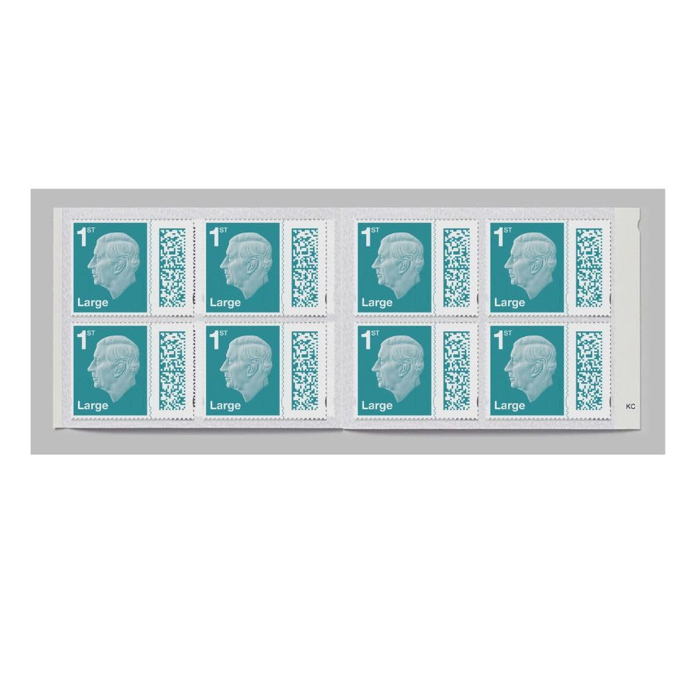 Royal Mail Ltd 8 x 1st Class Large Letter BARCODED Self Adhesive Postage Stamps