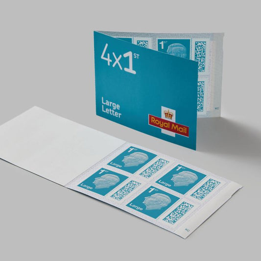 4 x 1st Class Large Letter Stamps Book of 4 First Class Large Letter Stamps