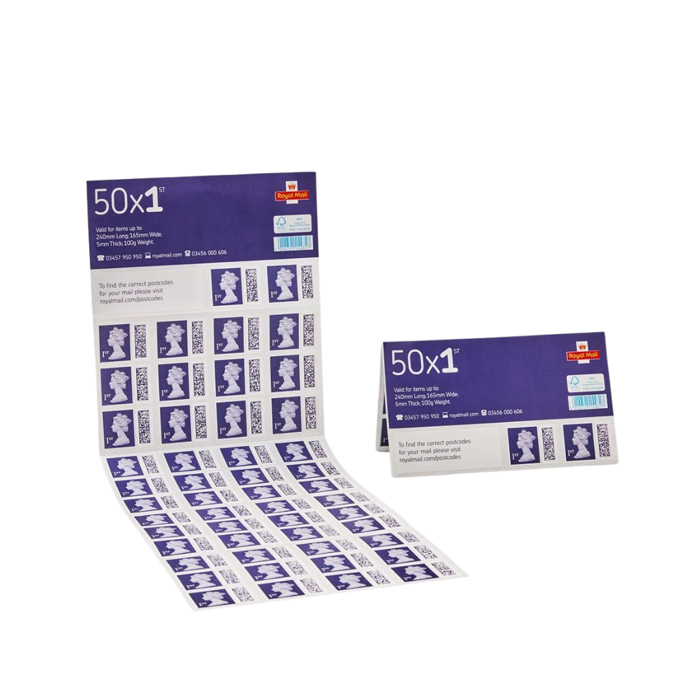 Royal Mail 50 x 1st Class BARCODED Standard Self Adhesive Postage Stamps