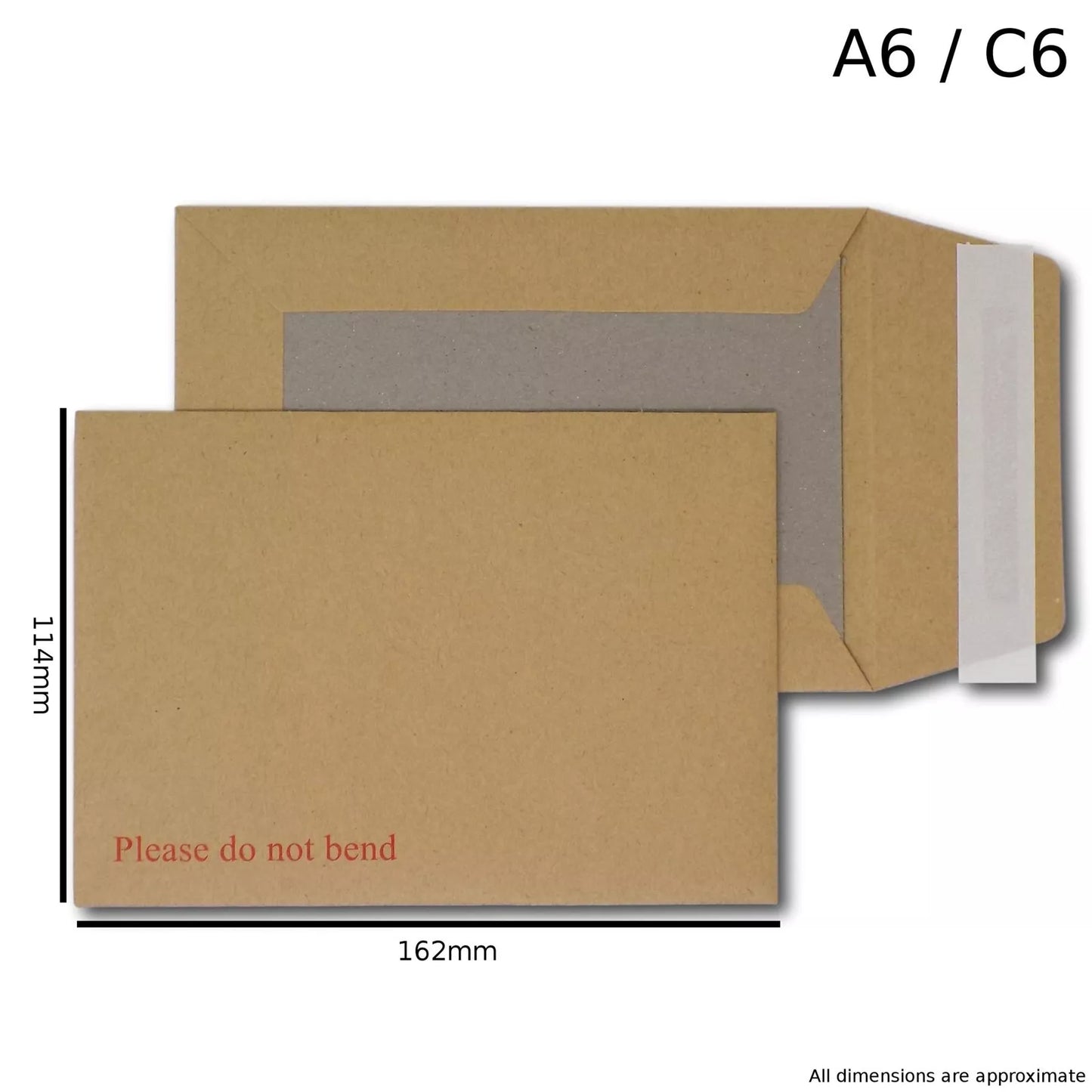 A6/C6 Small Letter Cardboard Envelope Peel & Seel “Please do not bend”